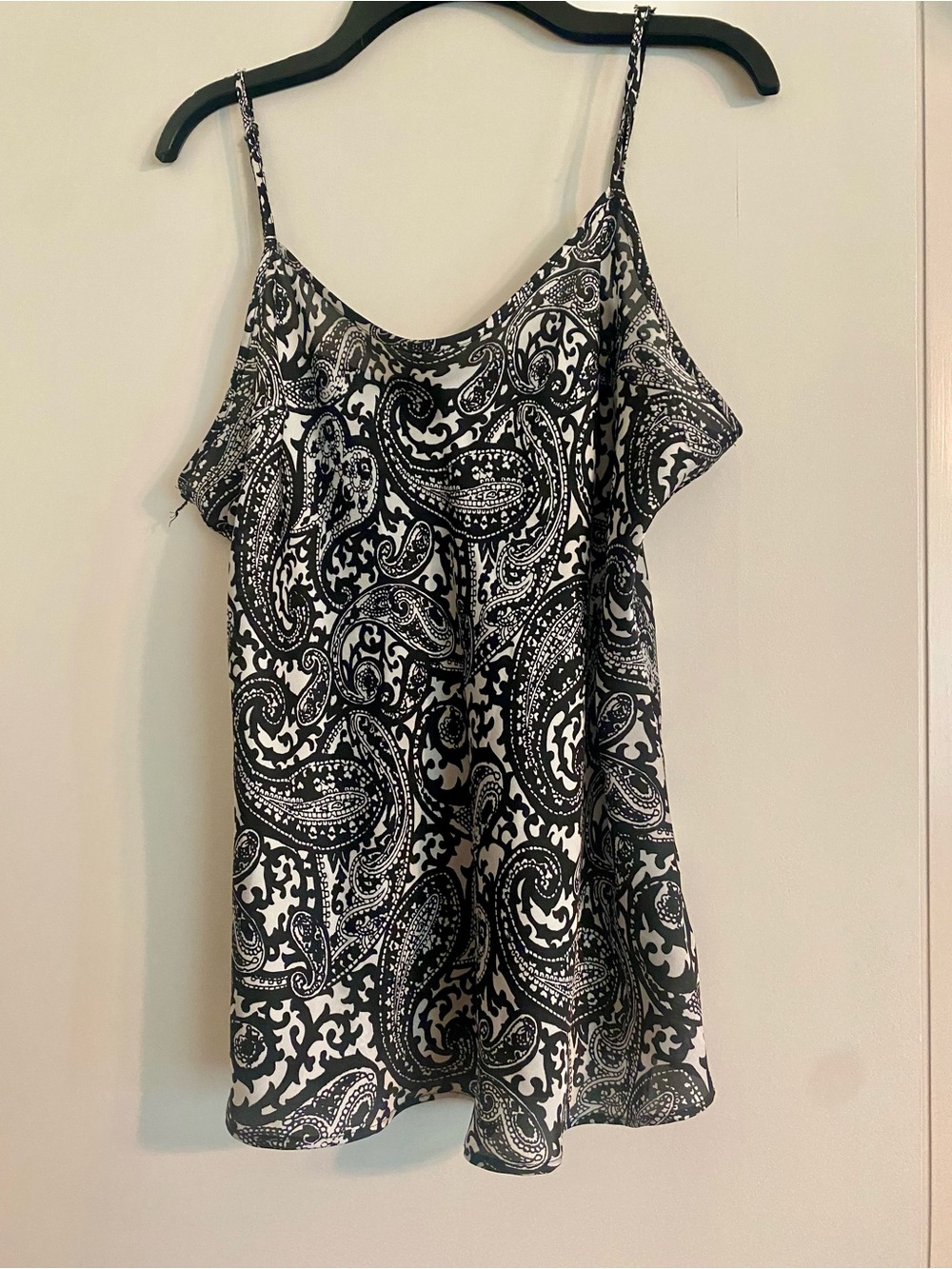 White House Black Market Black and White Paisley Tank Top